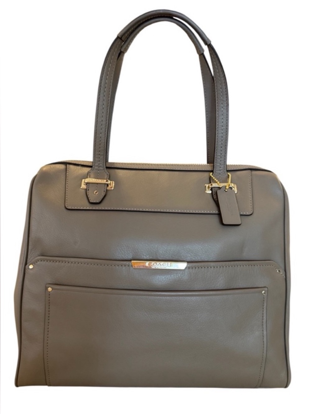 Coach Taylor Leather Tote in Taupe with Gold Hardware